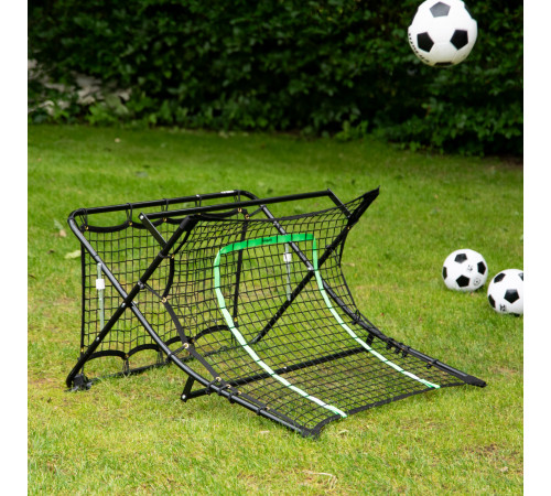 Сітка футбольна тренувальна VIRTUFIT REBOUNDER COMBI KICKBACK 113 х 106 х 61 см, чорно-зелена