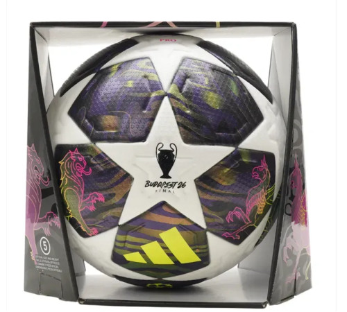 Офіційний футбольний м'яч Adidas UCL PRO 2026 Finale OMB розмір 5, біло-фіолетовий