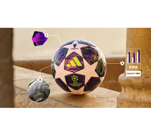 Офіційний футбольний м'яч Adidas UCL PRO 2026 Finale OMB розмір 5, біло-фіолетовий
