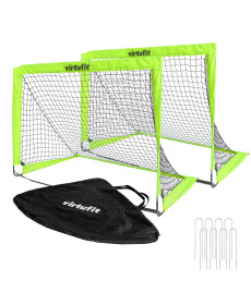 Ворота футбольні складані VIRTUFIT 120 х 90 см, чорно-зелені, 2 шт.