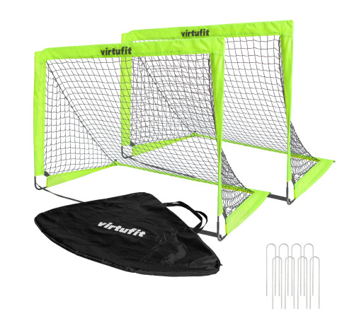 Ворота футбольні складані VIRTUFIT 120 х 90 см, чорно-зелені, 2 шт.