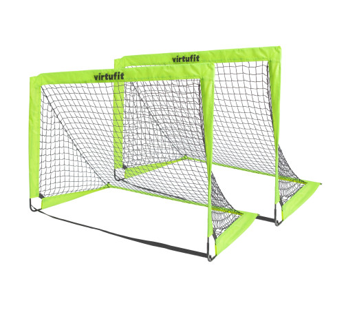 Ворота футбольні складані VIRTUFIT 120 х 90 см, чорно-зелені, 2 шт.