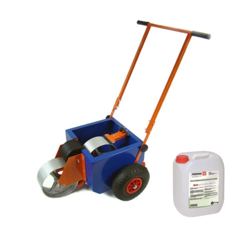 Wózek do malowania linii boiska z wałkiem 10 cm + Farba 15 kg