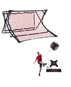 Сітка тренувальна для футболу P2I SOCCER REBOUNDER з поясом тренувальним P2I Football Trainer , чорно-червоний