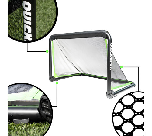 Bramka piłkarska Quickplay Rhino 120x80 cm Ворота футбольні Quickplay Rhino 120 х 80 см, чорно-зелені