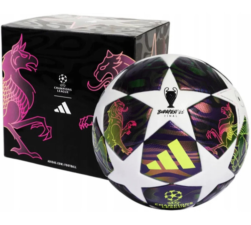 Футбольний м'яч Adidas UCL League BOX 2026 Budapest розмір 4, біло-фіолетовий