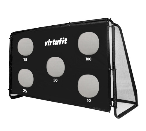 Ворота футбольні VIRTUFIT PRO з мішенню 300 х 200 см, чорні