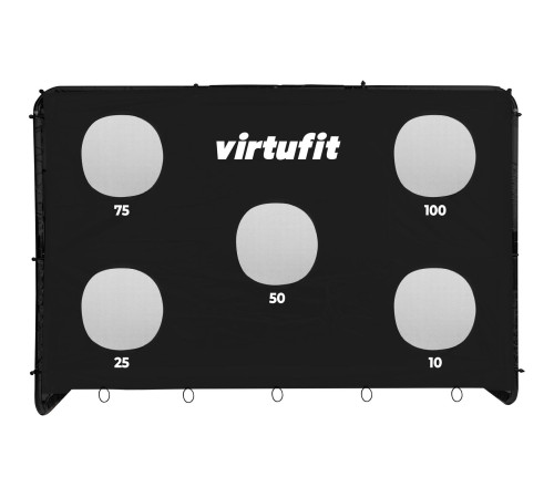 Ворота футбольні VIRTUFIT PRO з мішенню 300 х 200 см, чорні