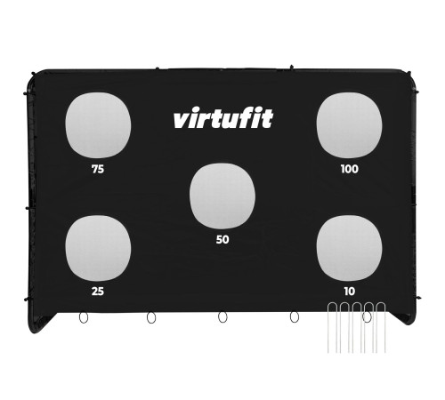 Ворота футбольні VIRTUFIT PRO з мішенню 300 х 200 см, чорні