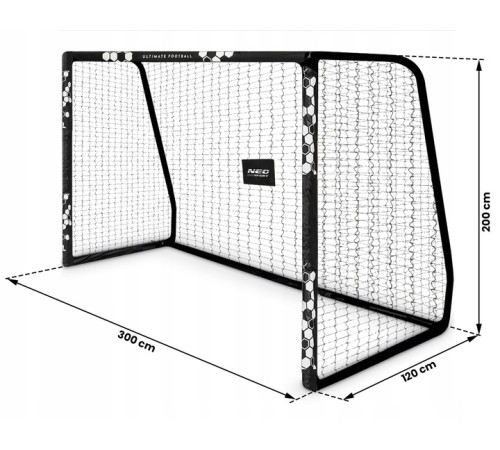 Ворота футбольні Neo‑Sport Hexagon NS‑472 300 х 200 х 120 см, чорні