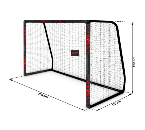 Ворота футбольні Neo‑Sport Dots NS‑473 300 х 200 х 120 см, чорно-червоні