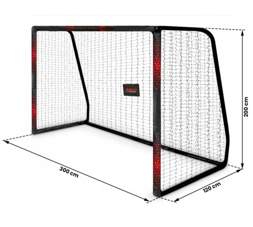 Ворота футбольні Neo‑Sport Dots NS‑473 300 х 200 х 120 см, чорно-червоні