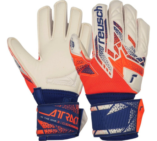 Рукавички воротарські Reusch Attrakt Silver Junior 5572214 2500 р.5, помаранчево-сині Рукавички воротарські Reusch Attrakt Silver Junior 5572214 2500 р.5, помаранчево-сині
