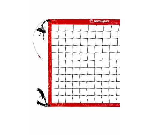 Сітка волейбольна Romi Sport "Професійна 9,5 м.", 3 мм.(PP) black/red