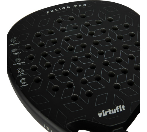 Ракетка для падел тенісу VIRTUFIT FUSION PRO, чорно-срібляста