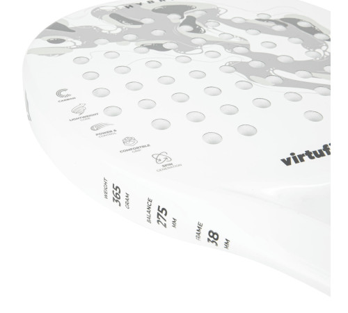Ракетка для падел тенісу VIRTUFIT HYBRID, біло-сіра