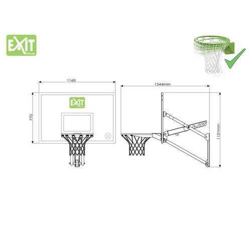 Щит баскетбольний EXIT Galaxy 116 х 77 см, чорно-зелений