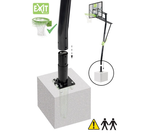 Стійка баскетбольна Exit Galaxy 230–305 см, чорно-зелена