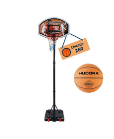 Стійка баскетбольна Hudora Stand Chicago 260 з м'ячем 206-260 см, чорно-коричнева