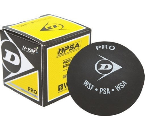 М'ячі для сквошу Dunlop PRO WSF/PSA 3 шт, чорні М'ячі для сквошу Dunlop PRO WSF/PSA 3 шт, чорні