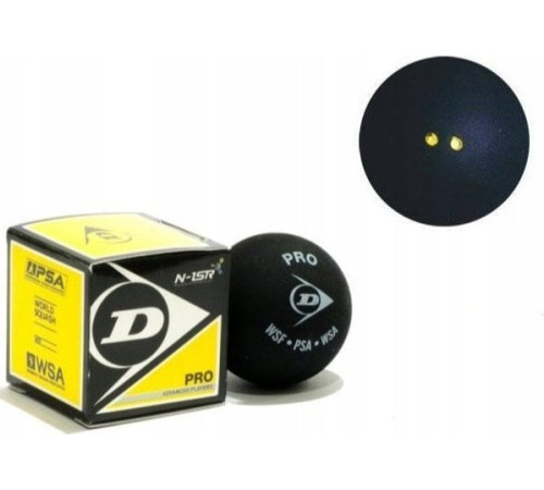 М'ячі для сквошу Dunlop PRO WSF/PSA 3 шт, чорні М'ячі для сквошу Dunlop PRO WSF/PSA 3 шт, чорні