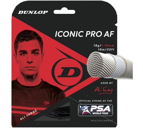 Сітка для сквош-ракетки Dunlop Iconic PRO AF 18G 10M, чорна Сітка для сквош-ракетки Dunlop Iconic PRO AF 18G 10M, чорна