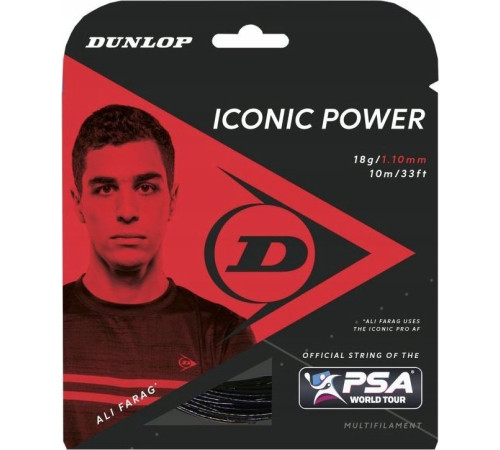 Струни для сквошу Dunlop Iconic Power, чорні Струни для сквошу Dunlop Iconic Power, чорні