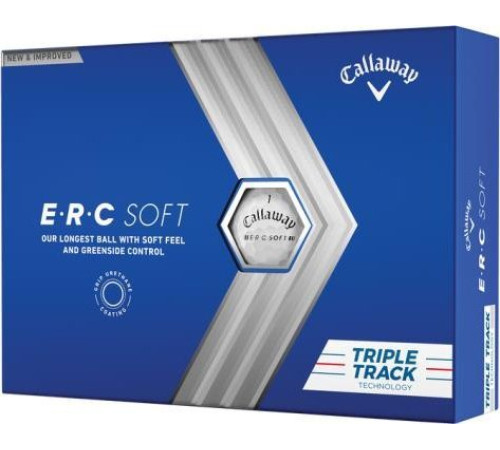 М'ячі для гольфу Callaway Erc Soft Triple Track 2023 12 шт, білі М'ячі для гольфу Callaway Erc Soft Triple Track 2023 12 шт, білі