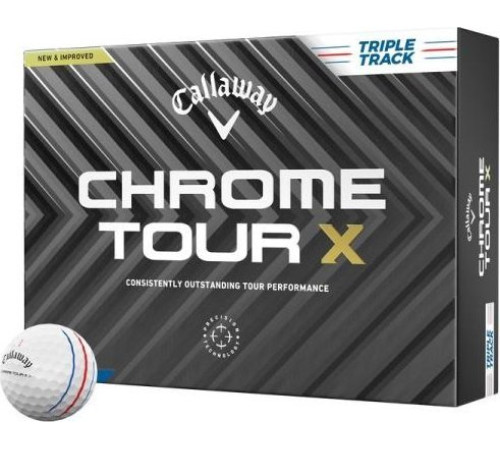 М'ячі для гольфу Callaway Chrome Tour X Triple Track 12 шт, білі М'ячі для гольфу Callaway Chrome Tour X Triple Track 12 шт, білі