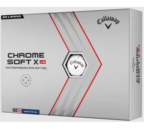 М'ячі для гольфу Callaway Chrome Soft X LS 12 шт, білі М'ячі для гольфу Callaway Chrome Soft X LS 12 шт, білі