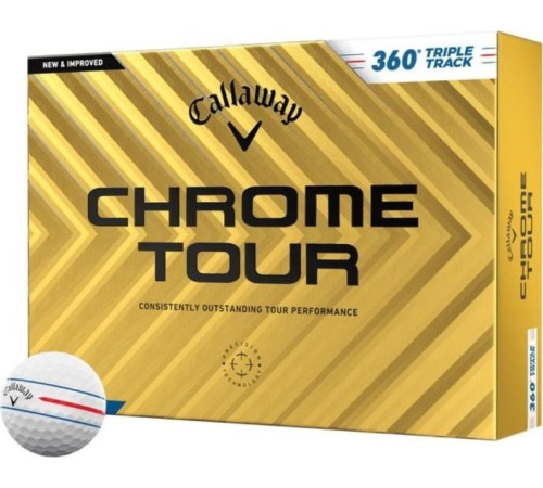 М'ячі для гольфу Callaway Chrome Tour Triple Track 12 шт, білі М'ячі для гольфу Callaway Chrome Tour Triple Track 12 шт, білі