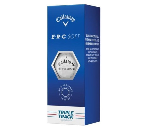 М'ячі для гольфу Callaway ERC Soft Triple Track 2023 3 шт, білі М'ячі для гольфу Callaway ERC Soft Triple Track 2023 3 шт, білі
