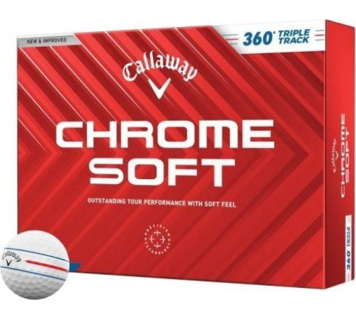 М'ячі для гольфу Callaway Chrome Soft Triple Track 2024 12 шт, білі М'ячі для гольфу Callaway Chrome Soft Triple Track 2024 12 шт, білі