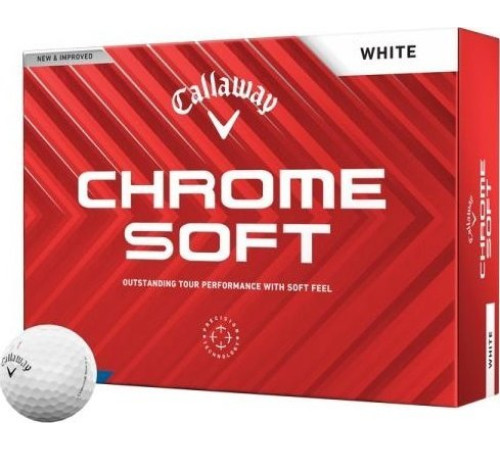 М'ячі для гольфу Callaway Chrome Soft 2024 12 шт, білі М'ячі для гольфу Callaway Chrome Soft 2024 12 шт, білі