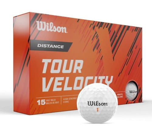 М'ячі для гольфу Wilson Tour Velocity Distance 15 шт, білі М'ячі для гольфу Wilson Tour Velocity Distance 15 шт, білі