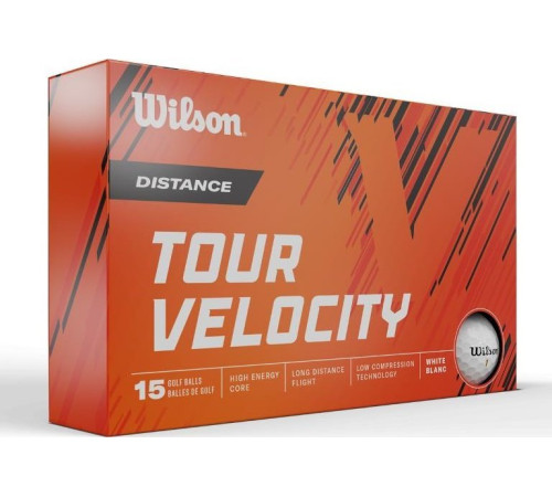 М'ячі для гольфу Wilson Tour Velocity Distance 15 шт, білі М'ячі для гольфу Wilson Tour Velocity Distance 15 шт, білі
