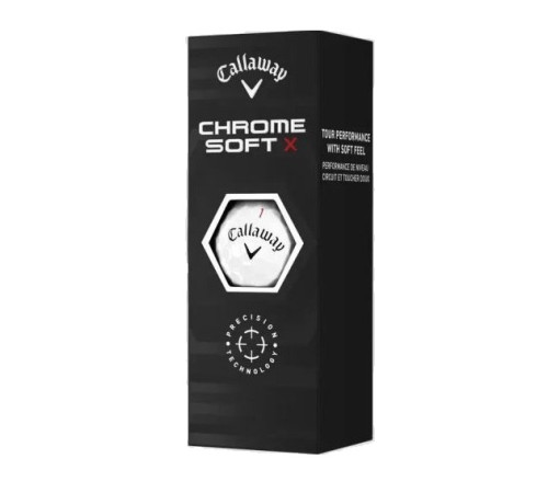 М'ячі для гольфу Callaway Chrome Soft X 3 шт, білі М'ячі для гольфу Callaway Chrome Soft X 3 шт, білі