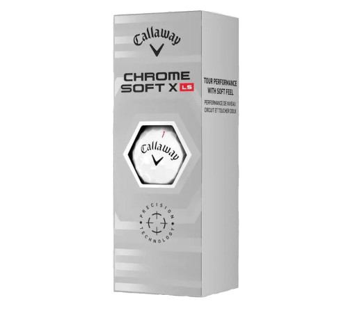 М'ячі для гольфу Callaway Chrome Soft X LS 3 шт, білі М'ячі для гольфу Callaway Chrome Soft X LS 3 шт, білі