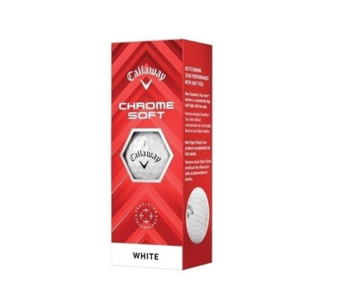 М'ячі для гольфу Callaway Chrome Soft 2024 3 шт, білі М'ячі для гольфу Callaway Chrome Soft 2024 3 шт, білі