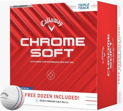 М'ячі для гольфу Callaway Chrome Soft Triple Track 2024 12 шт, білі М'ячі для гольфу Callaway Chrome Soft Triple Track 2024 12 шт, білі