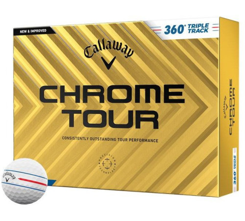 М'ячі для гольфу Callaway Chrome Tour TripleTrack 360 12 шт, білі М'ячі для гольфу Callaway Chrome Tour TripleTrack 360 12 шт, білі