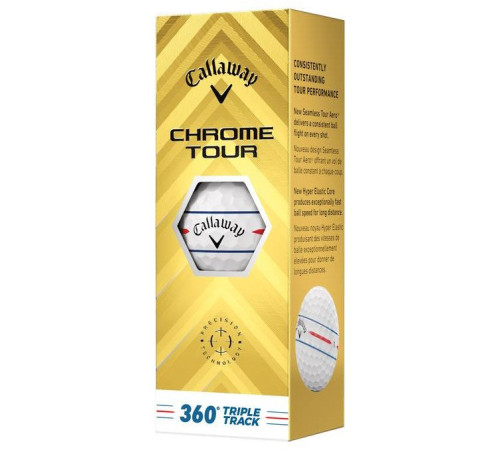 М'ячі для гольфу Callaway Chrome Tour TripleTrack 360 12 шт, білі М'ячі для гольфу Callaway Chrome Tour TripleTrack 360 12 шт, білі