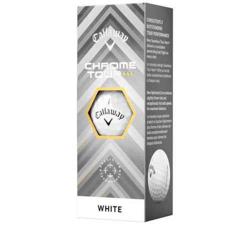 М'ячі для гольфу Callaway Chrome Tour Triple Diamond 2025 12 шт, білі М'ячі для гольфу Callaway Chrome Tour Triple Diamond 2025 12 шт, білі