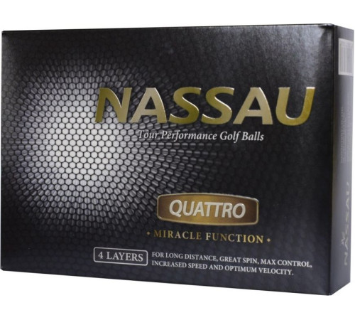 М'ячі для гольфу Nassau Quattro 12 шт, білі М'ячі для гольфу Nassau Quattro 12 шт, білі