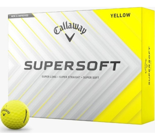 М'ячі для гольфу Callaway Supersoft 2025 12 шт, жовті М'ячі для гольфу Callaway Supersoft 2025 12 шт, жовті
