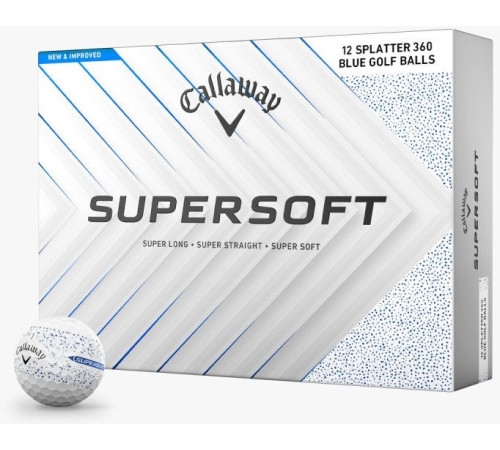 М'ячі для гольфу Callaway Supersoft Splatter 360, 2025 12 шт, біло-синій М'ячі для гольфу Callaway Supersoft Splatter 360, 2025 12 шт, біло-синій