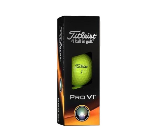 М'ячі для гольфу Titleist Pro V1 3 шт, жовті М'ячі для гольфу Titleist Pro V1 3 шт, жовті