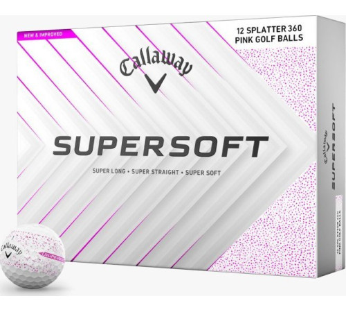 М'ячі для гольфу Callaway Supersoft Splatter 360, 2025 12, біло-рожеві М'ячі для гольфу Callaway Supersoft Splatter 360, 2025 12, біло-рожеві