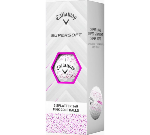 М'ячі для гольфу Callaway Supersoft Splatter 360, 2025 12, біло-рожеві М'ячі для гольфу Callaway Supersoft Splatter 360, 2025 12, біло-рожеві