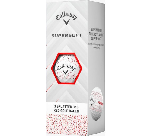 М'ячі для гольфу Callaway Supersoft Splatter 360, 2025 12, біло-червоні М'ячі для гольфу Callaway Supersoft Splatter 360, 2025 12, біло-червоні